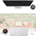 thumbnail image 1 of Desk Pad, Kawaii Anime Style Desk Mat, Green Cute Desktop Large Gaming Mouse Pad for Desk, 31.5"x11.8" Extended Big Computer Keyboard Mouse Pad with Non-Slip Base and Stitched Edge, 1 of 13