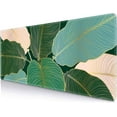 thumbnail image 1 of Desk Pad, Keyboard Mouse Pad, Large Anti-Slip Rubber Base Mousepad with Stitched Edges, Extended Long Mice Pad for Computer,Laptop,Work,Office, 31.5 X 11.8 Inch, Gold Green Leaves Line Art, 1 of 5