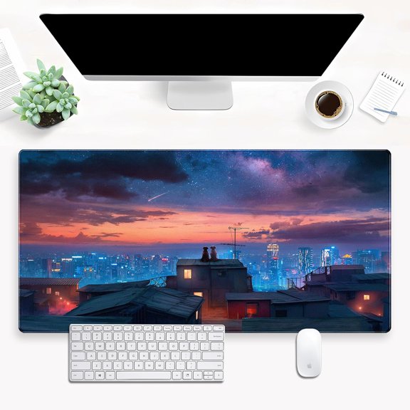 Desk Pad Mat, Extended XL Large Gaming Mousepad with Stitched Edges, Non-Slip Computer Mat Pad for Desk, Keyboard and Mouse mat 31.5 x 15.7 in