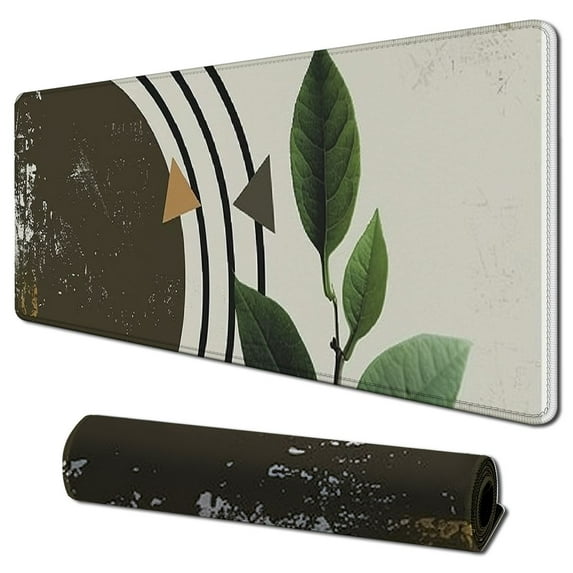 Desk Pad Mat, Mouse Pads & Wrist Rests + Keyboard Wrist Rest + Desk Mat + Coaster, Mousepadand Keyboard Pad Home Office, Abstract Plant Orange