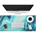thumbnail image 1 of Desk Pad, Office Desk Mat 35.4" ×15.7" Large Gaming Mouse Pad Durable Extended Computer Mouse Pad Water-Resistant Thick Writing Pads with Non-Slip Rubber Base for Office Home ,Turquoise Marble, 1 of 6