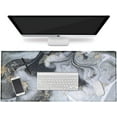 thumbnail image 1 of Desk Pad, Office Desk Mat 35.4" ×15.7" Large Gaming Mouse Pad Durable Extended Computer Mouse Pad Water-Resistant Thick Writing Pads with Non-Slip Rubber Base for Office Home,Gray&Gold Marble, 1 of 7