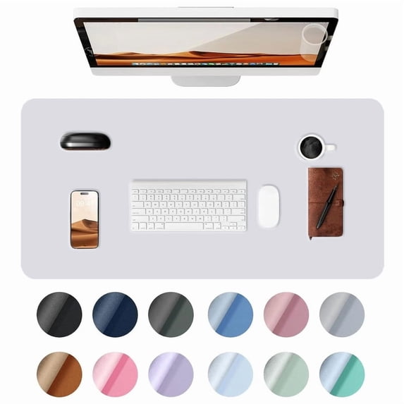 Desk Pad, PU Leather Non-Slip Desk Mat Large Mouse Pad for Desktop, Waterproof Laptop Computer Writing Mat for Office, Home, Work, Gaming (31.5" x 15.8", Light Gray)