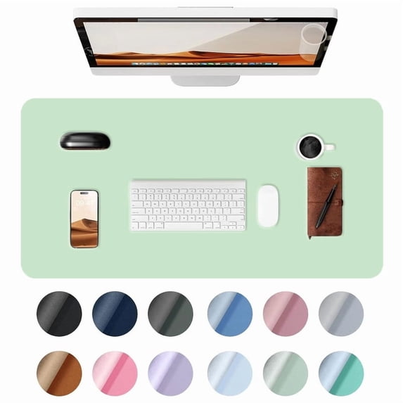 Desk Pad, PU Leather Non-Slip Desk Mat Large Mouse Pad for Desktop, Waterproof Laptop Computer Writing Mat for Office, Home, Work, Gaming (31.5" x 15.8", Mint Green)