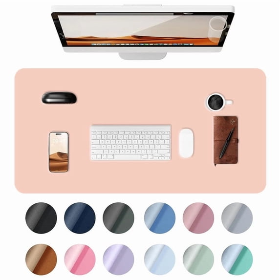 Desk Pad, PU Leather Non-Slip Desk Mat Large Mouse Pad for Desktop, Waterproof Laptop Computer Writing Mat for Office, Home, Work, Gaming (31.5" x 15.8", Pink)