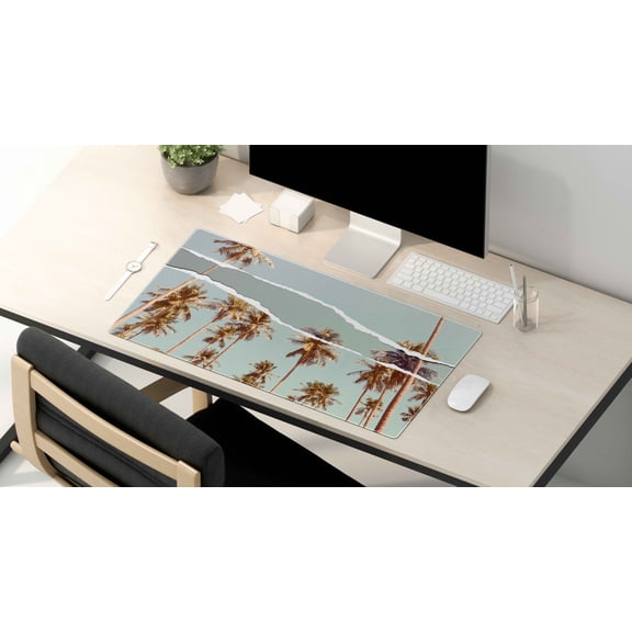 Desk Pad- Palm Trees - Gaming Mouse Pad - Portable Large Desk Pad - Non Slip Water Resistant Rubber Base-Gaming Mouse Pad Keyboard Pad