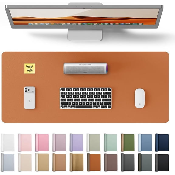 Desk Pad Protector, Large Mouse Mat, Non-Slip PU Leather Waterproof Laptop Desk Blotter/ Writing Pad for Office and Home (23.6" x 13.8", Brown)