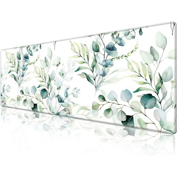 Desk Pad Protector,Mouse Pad with Non-Slip Rubber Base,Textured & Waterproof Mousepad with Stitched Edges,Large Desk mats for Computers,Laptop,Gaming,Office & Home,31.5 x 11.8 in,Leaf