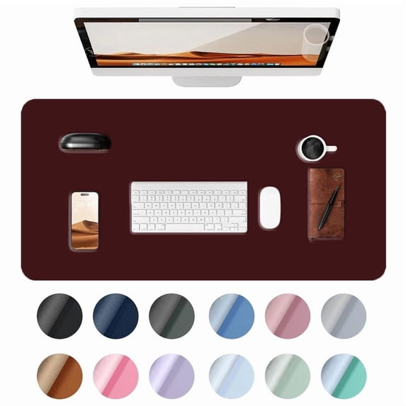 Desk Pad Protector, Mouse Pad, Non-Slip Computer Mat for Desk, PU Leather Office Desk Mat for Home & Office, Waterproof Laptop Desk Blotter for Keyboard and Mouse (35.4" x 17.7", Brown)