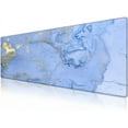 thumbnail image 1 of Desk Pad Protector,Mouse Pad with Non-Slip Rubber Base,Textured & Waterproof Mousepad with Stitched Edges,Large Desk mats for Computers,Laptop,Gaming,Office & Home,31.5 x 11.8 in,Blue Gold Marble, 1 of 7