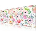 thumbnail image 1 of Desk Pad Protector,Mouse Pad with Non-Slip Rubber Base,Textured & Waterproof Mousepad with Stitched Edges,Large Desk mats for Computers,Laptop,Gaming,Office & Home,31.5 x 11.8 in,Colorful Flowers, 1 of 6