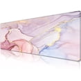 thumbnail image 1 of Desk Pad Protector,Mouse Pad with Non-Slip Rubber Base,Textured & Waterproof Mousepad with Stitched Edges,Large Desk mats for Computers,Laptop,Gaming,Office & Home,31.5 x 11.8 in,Mixed Pink Marble, 1 of 7