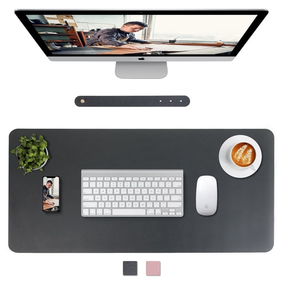 Desk Pad Protector,SEVVA Desk Mat and Mouse Pad,Large Gaming Mouse pad, 31.5" x11.8" PU Leather Waterproof Non Slip Desktop Mat for Office and Game, (Black )