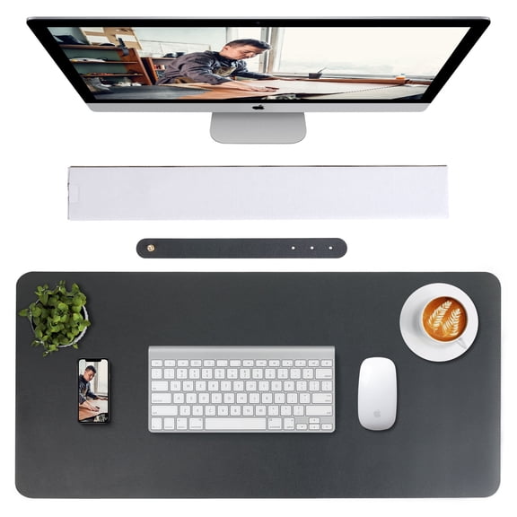 Desk Pad Protector,ShangTianFeng Desk Mat and Mouse Pad,Large Gaming Mouse pad, PU Leather Waterproof Non Slip Desktop Mat for Office and Game, Size 31.5"x15.7"(Black )