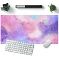 thumbnail image 1 of Desk Pad Purple Starry Sky Cute Gaming Mouse Pad Galaxy Gamer Girl Cute Pink Desk Decor Keyboard Desk Mat, Stitched Edges Desktop with Stitched Edges Non-Slip Rubber Large Computer Mat 31.5x15.7 in, 1 of 14