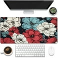 thumbnail image 1 of Desk Pad,Red White Blue Flowers Desk Mat,Manga Floral Large Gaming Mouse Pad for Desk,Extended Big Computer Keyboard Mouse Pad with Non-Slip Base and Stitched Edge,35.4"x15.7", 1 of 6