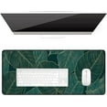 thumbnail image 1 of Desk Pad, XL Extended Large Gaming Mouse Pad 31.5 x 11.8 Inch, Waterproof Mousepad with Stitched Edge, Non-Slip Computer Keyboard Laptop Mat Teal Tropical Leaves, 1 of 6