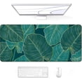 thumbnail image 1 of Desk Pad, XL Extended Large Gaming Mouse Pad 31.5 x 11.8 Inch, Waterproof Mousepad with Stitched Edge, Non-Slip Computer Keyboard Laptop Mat for Women Men Office Work, Teal Tropical Leaves, 1 of 6