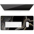 thumbnail image 1 of Desk Pad, XL Extended Large Gaming Mouse Pad 31.5 x 11.8 Inch, Waterproof Mousepad with Stitched Edges, Non-Slip Computer Keyboard Laptop Mat for Women Men Office Work, Black Gold River, 1 of 6