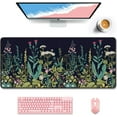thumbnail image 1 of Desk Pad, XXL Large Mouse Pad, Extended Gaming Mousepad, Cute Desk Mat for Women, Big Office Accessories Mouse Pad for Computer Keyboard and Laptop, 35.6" x 15.7", Black Wildflower Night, 1 of 6