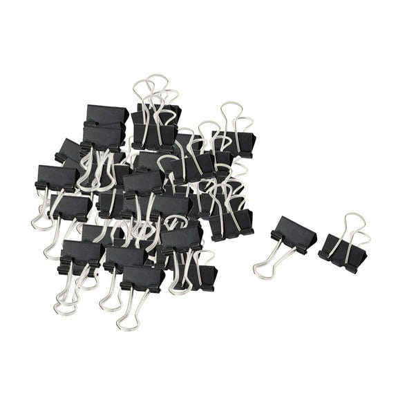 Desk Paper Document Office Stationery Metal Binder Clips Black 15mm 48 Pcs
