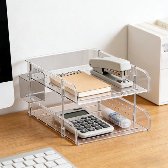 Desk Pegboard Storage Organizer, Multifunctional Tiered Holder for Office Supplies, Stationery, Cosmetics, Documents, Compact Organizer for Home or Office Use
