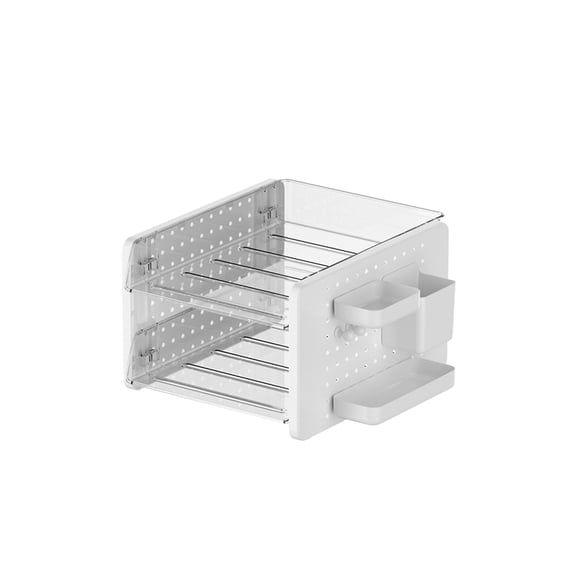 Desk Pegboard Storage Organizer Stationery Cosmetics Holder,Multi Tier Document Supplies Rack With Hooks Cup Tray,DIY Customizable Modular Storage System,Sturdy Plastic Office Table Organizer