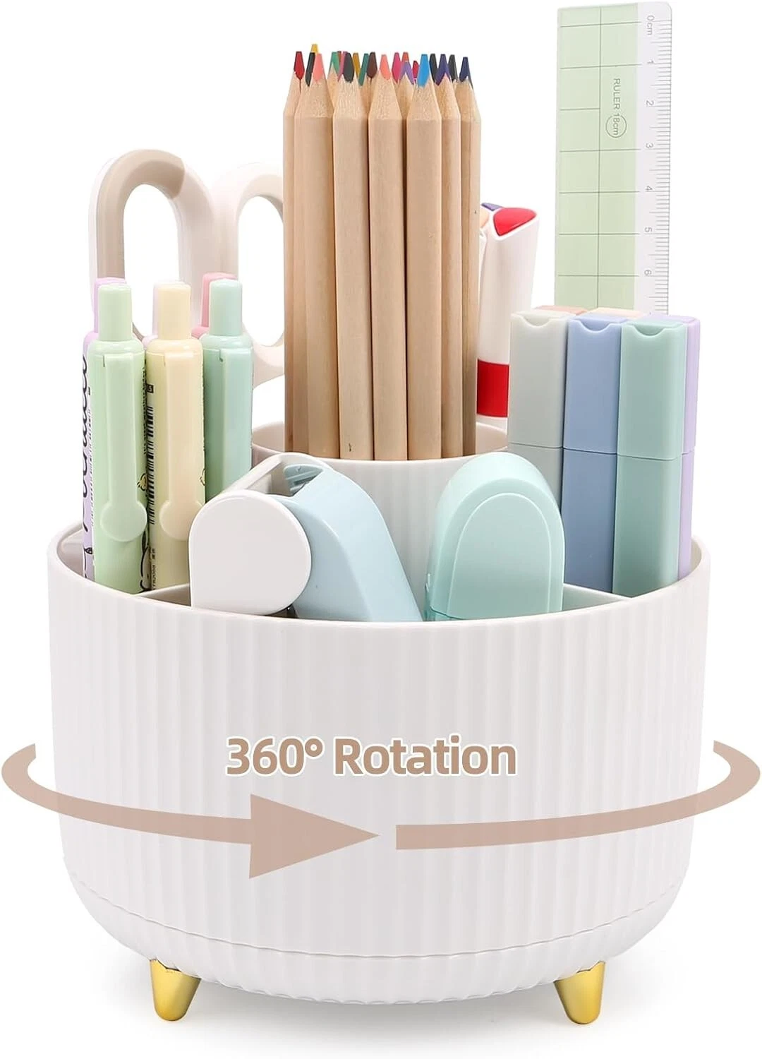 Desk Pen Holder 360° Rotating Cute Pencil Cup Pot,Desk Organizer And Accessories