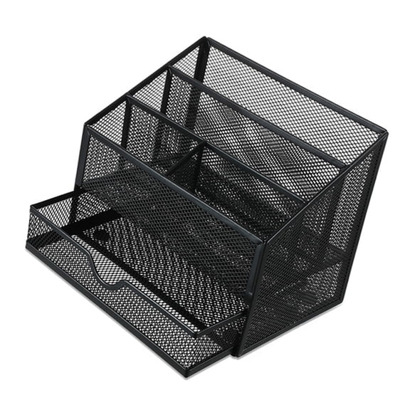 Desk Pen Organiser 5 Section Space Saving Letter Tray Organiser with Drawer