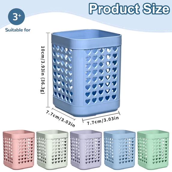 Desk Pencil Holder, Square Stationery Storage Organizers, Pen Cup Holder for Desk, Pencil Cups for Desk, 5 Color Pen Holders, Multi-Use Stationery Organizers, Desk Containers,3.93×3.03 in,Sky Blue