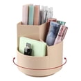 thumbnail image 1 of Desk Pencil Pen Holder, 3 Slots 360-Degree Spinning Pencil Pen Desk Organizers - khaki, 1 of 5