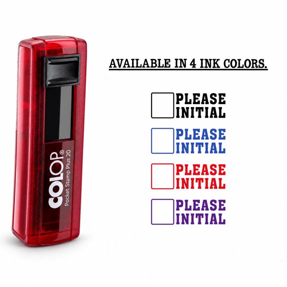 Desk Pocket Stamp Self Inking PLEASE INITIAL Rubber Marking Stamp