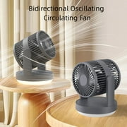 Desk Portable Fan,Air Circulator Bidirectional Oscillating Battery USB Rechargeable ,Ambient Lighting ,Gray,1 Pack