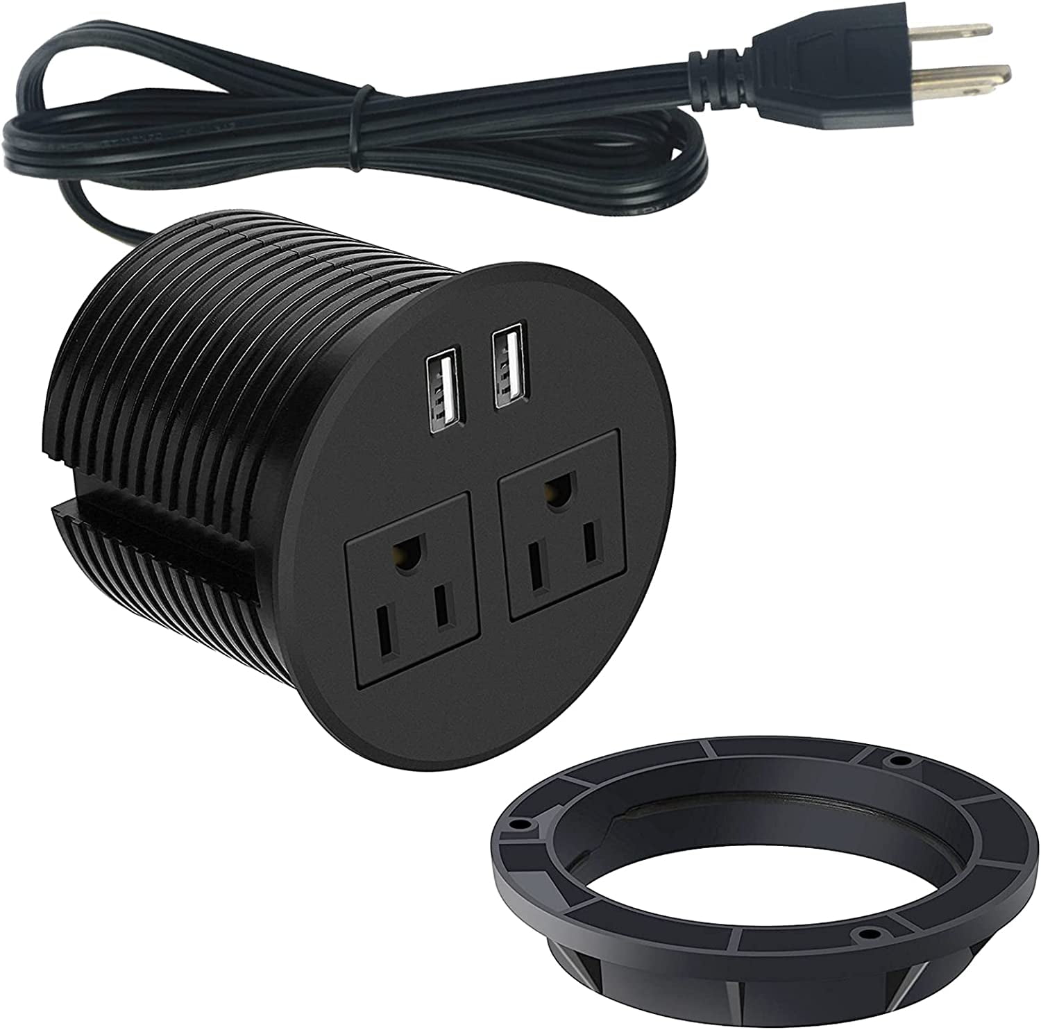 Desk Power Grommet with USB Ports Desktop Outlet Recessed Power Bar for