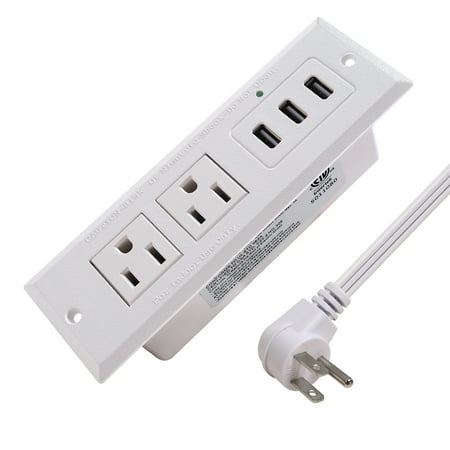 HdcTek 001, 12A 125V 1500W Black Recessed Electrical Outlet