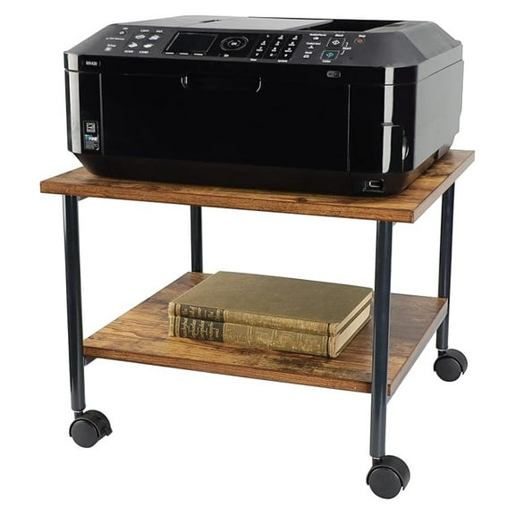 Under Desk Printer Stand Rolling Cart on Wheels - 2 Shelf Industrial Under Table Printer Stand for Desk Storage to Hold Home Office Printer Projector Copier Scanner Fax Machine in Small Spaces