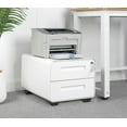 thumbnail image 1 of Under Desk Printer Stand with Storage – 2-Drawer Printer Table for Home & Office, Mobile Printer Cart with 2 Sets of Casters and Lockable Drawers, 4 Keys, White, 1 of 9