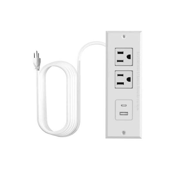 Under Desk Recessed Power Strip Mountable Extension Cord, Desk Power Hub Furniture Multiple Hidden USB C Outlet , USB Charging Station with Surge Protection for Home Office Desk & Workstation