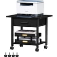 thumbnail image 1 of Under Desk Rolling Printer Stand with Drawer, 2-Tier Industrial Mobile Printer Table Desk with Storage Shelf and Steel Frame, Printer Cart Holder with Lockable Wheels for Home, Office (Black), 1 of 14