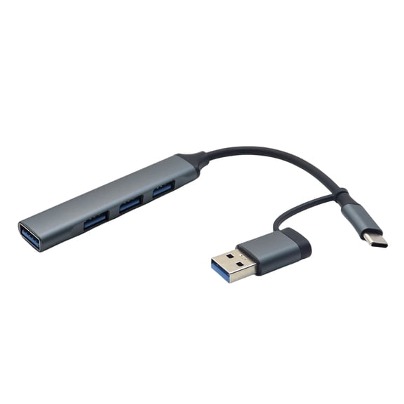 Desk Setup USB Hub 4 Port Adapter with Host Plugs, High-Speed Port and 3 USB 2.0 Ports for Everyday Accessory Use and Compact Carry