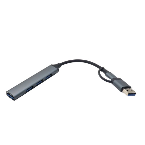 Desk Setup USB Hub 4 Port Adapter with Host Plugs, High-Speed Port and 3 USB 2.0 Ports for Everyday Accessory Use and Compact Carry