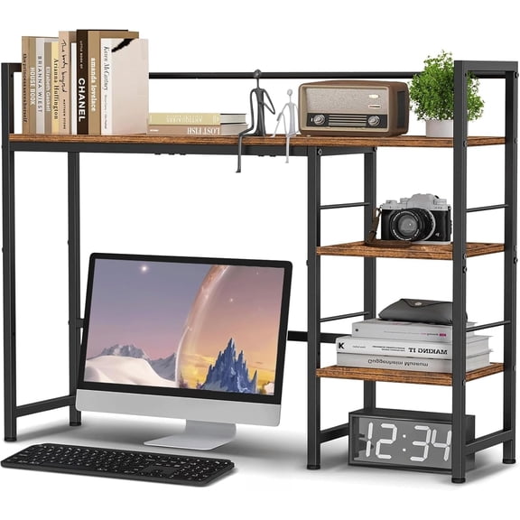 Desk Shelf, 38.5 Inch Desk Hutch for Computer Monitor, Computer Desktop Bookshelf Storage Rack Adjustable Desk Hutch Top Only, 3 Tier Desk Organizer Shelf for Office Home