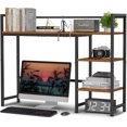 thumbnail image 1 of Desk Shelf, 38.6" Desktop Organizer Shelf, Desk Hutch for Computer Monitor, 4 Tier Desk Display Rack, Wood Desktop Bookshelf Storage Rack for Home Office Dorm, Rustic Brown, 1 of 9
