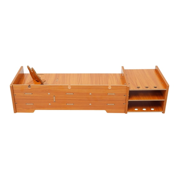 Desk Shelf Organizer, Monitor Stand with Storage, Wooden Computer Monitor Riser with Drawer and Shelves, Desktop Organizer for Office Supplies