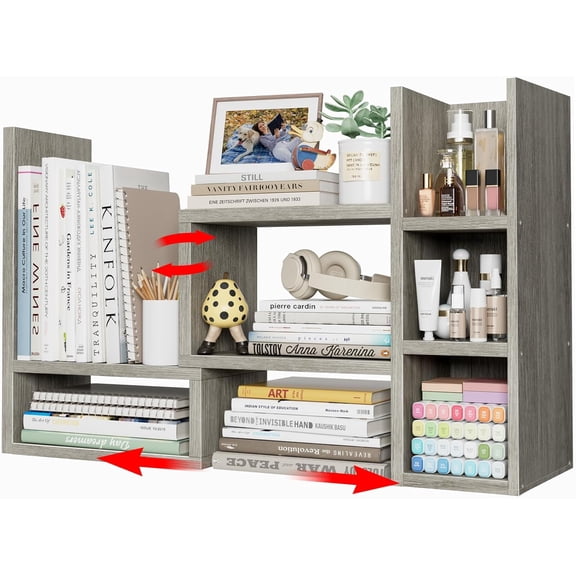 Desk Shelves Desktop Orgnizer Shlef - Black Office Organization for Top of Desk Organizers and Accessories Corner Bookshelf Table Top Shelving Small Hutch Decorations for Office