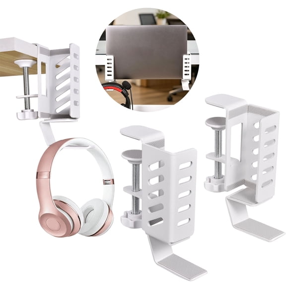 Desk Side Laptop Holder, Desk Side Storage, No Drill Side Desk Organizer, Side Desk Laptop Mount, Tablets Hanging Holder, Clamp on Desk Organizer for Laptops/Tablets/Keyboards/Headphone