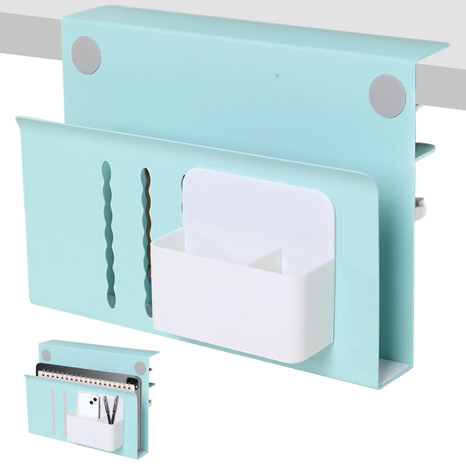 Desk Side Storage  Steel Organizer No Drill Laptop Holder Clamp On Mount With Pen Table Hanging For Home Office Fits Flat Edge Tables 0.3" To 2.8"