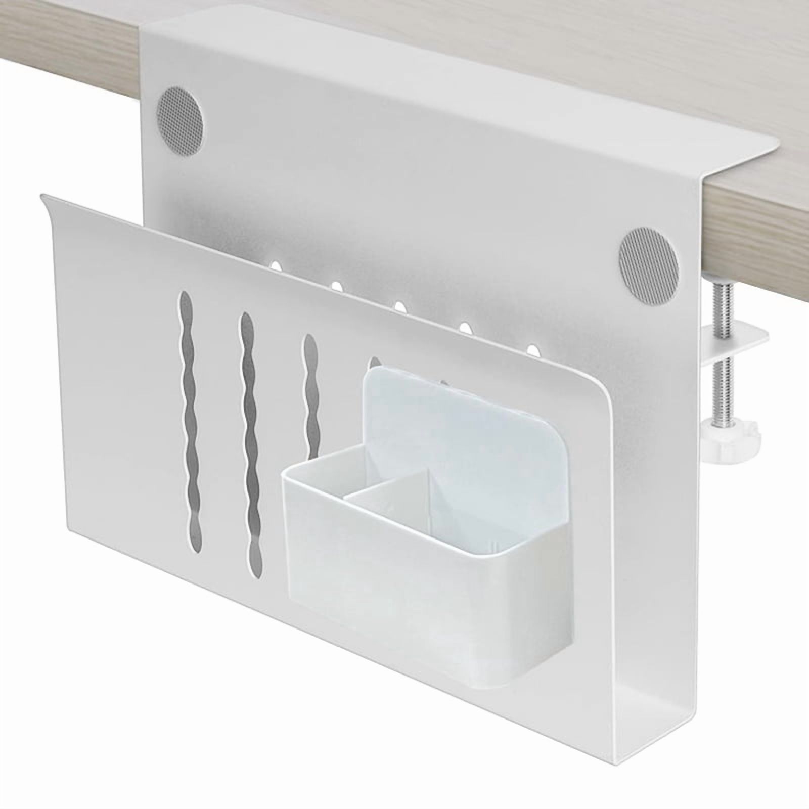 Desk Side Storage Under Desk Storage, Steel Hanging Desk Organizer, Laptop Holder, with Pen Holder,Desk Storage Holder,B