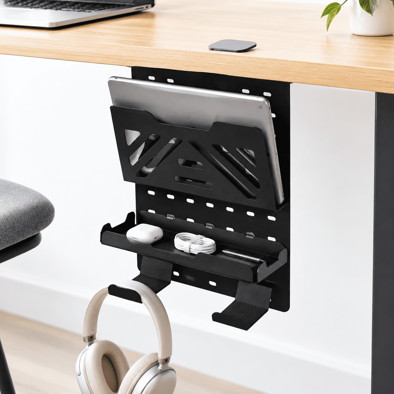 Desk Side Storholder Metal Pegboard Above Or Under Laptop Mount Table ...