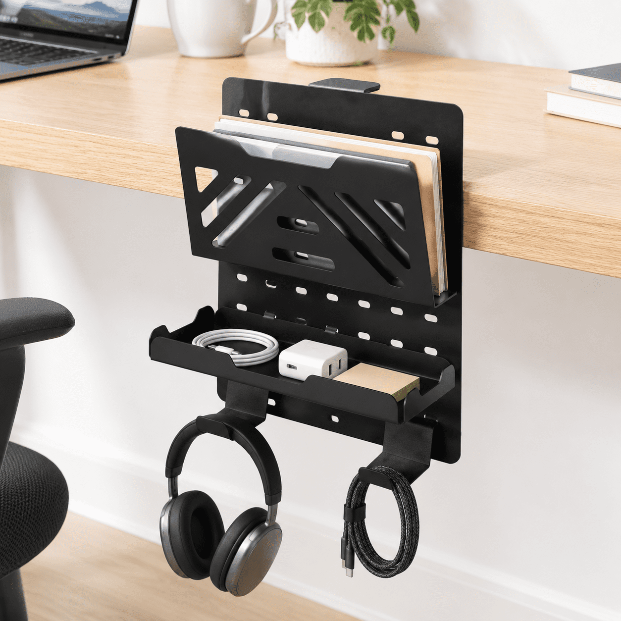 Desk Side Storholder Metal Pegboard Above Or Under Laptop Mount Table ...